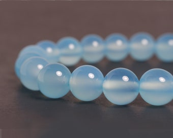 8mm Sea Blue Chalcedony Stretch Bracelet