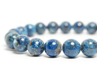 8mm Chrysocolla (Congo) Beaded Bracelet / Beaded bracelet for women / Gemstone bracelet for men