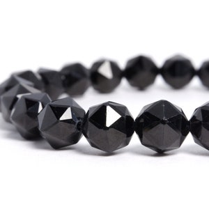 8mm Faceted Black Spinel Stretch Bracelet