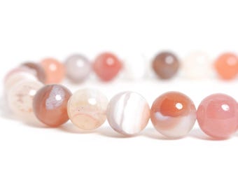 8mm Pink Botswana Agate Stretch Bracelet