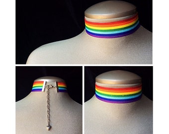Rainbow gay pride, gay pride necklace, LGBTQ, pride parade jewelry, rainbow necklace, gay pride jewelry, lesbian jewelry, gift, pride choker