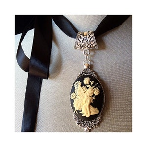 Fairy cameo, woodland fairy, vintage faerie, nymph cameo, garden fairy, magical, fantasy jewelry, fairy kei choker, silver fairy pendant