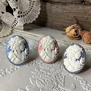 Silver cameo ring, cameo ring, vintage ring, Victorian ring, cameo jewelry, lady cameo, rings for women, adjustable, bridal ring, Edwardian