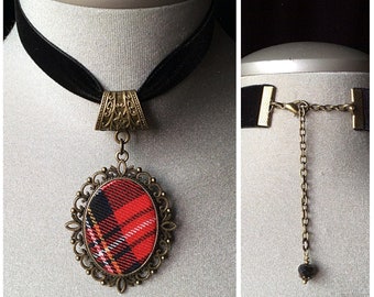 Royal Stewart tartan, scottish jewelry, tartan fabric, celtic pendant, ancestral jewelry, red tartan, scottish clan, tartan pendant, plaid