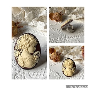 Ivory cameo, bridal accessories, Victorian cameo ring, vintage cameo ring, antique silver cameo ring, Valentine&#39;s Day gift, bridesmaid gift