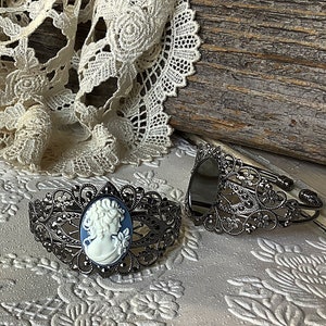 Cameo, cameo bracelet, vintage jewelry, cameo jewelry, Victorian bracelet, silver cuff bracelet, Mother&#39;s Day gift, wedding bracelet, women