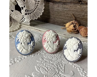 Silver cameo ring, cameo ring, vintage ring, Victorian ring, cameo jewelry, lady cameo, rings for women, adjustable, bridal ring, Edwardian