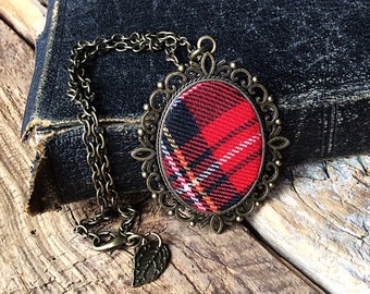 Scottish tartan, tartan pendant, scottish jewelry, kilt pendant, tartan plaid, family tartan, Royal Stewart tartan, clan tartan, red tartan