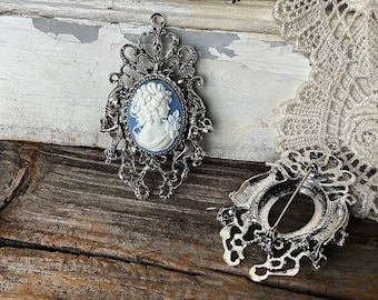 Cameo brooch, brooch, cameo, Victorian brooch, lady cameo, vintage brooch, cameo necklace, brooch pin, silver brooch, Mother's Day gift