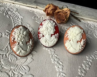 Victorian cameo ring, cameo ring, antique cameo ring, vintage cameo ring, coral cameo ring, lady cameo, cameo jewelry gift, antique jewelry