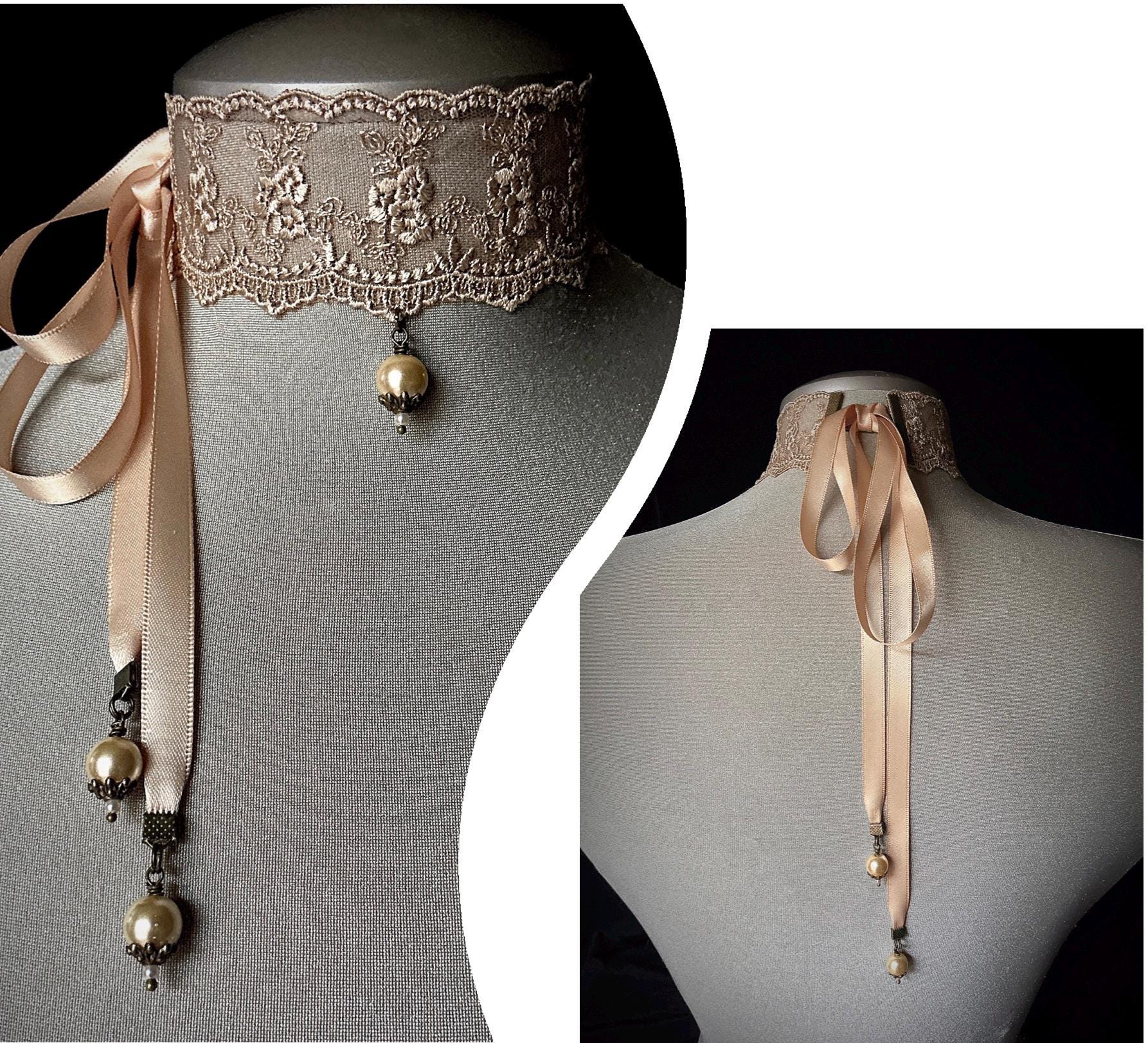 Antique Lace Choker, Antique Gold Lace, Necklace, Vintage Choker ...
