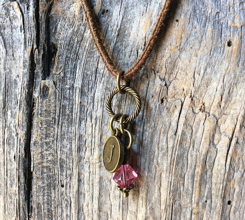 October birthstone necklace, birthstone jewelry, October birthday, pink tourmaline necklace, Libra jewelry, personalized initial jewelry imagem 9