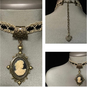 Victorian wedding, vintage cameo, cameo jewelry, Christmas for her, vintage jewelry, bridal choker, gold choker, gift for her, wedding gift