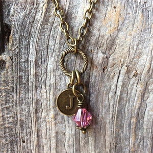 October birthstone necklace, birthstone jewelry, October birthday, pink tourmaline necklace, Libra jewelry, personalized initial jewelry image 7