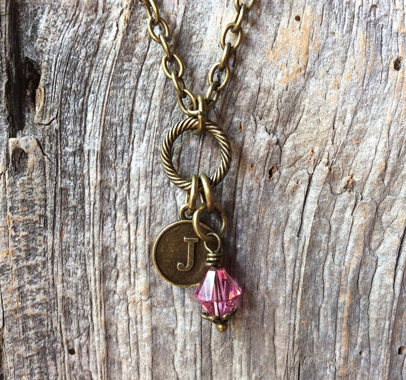 October birthstone necklace, birthstone jewelry, October birthday, pink tourmaline necklace, Libra jewelry, personalized initial jewelry image 7