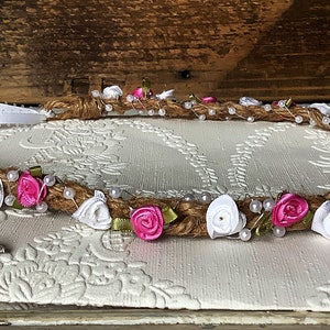 Serre-tête à fleurs, serre-tête à fleurs, serre-tête à fleurs roses, couronne de fleurs roses, serre-tête de mariage, roses roses, couronne de roses, mariée de printemps