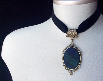 Tartan jewelry, Black Watch tartan, family clan tartan, kilt tartan, Scottish tartan, personalized ancestral tartan, Celtic tartan choker