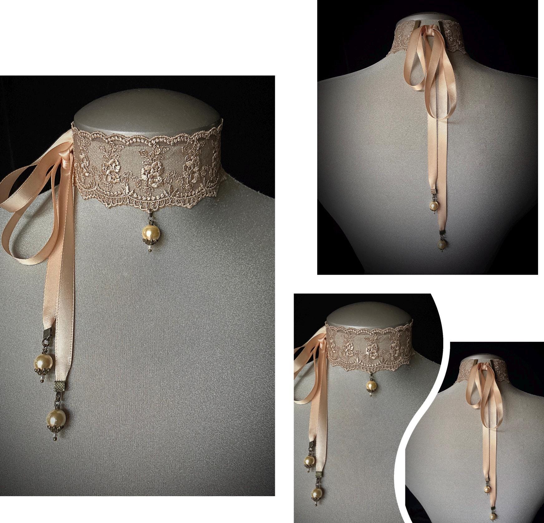 Antique Lace Choker, Antique Gold Lace, Necklace, Vintage Choker ...