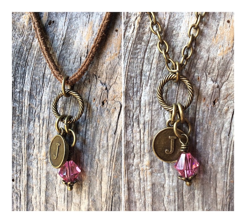 October birthstone necklace, birthstone jewelry, October birthday, pink tourmaline necklace, Libra jewelry, personalized initial jewelry image 1