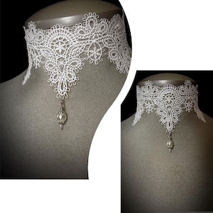 Collana Girocollo In Pizzo Bianco Con Pietra – Gioiello Elegante Per Matrimonio E Festa