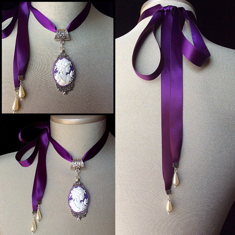 Purple Cameo Purple Choker Victorian Jewelry Vintage - Etsy