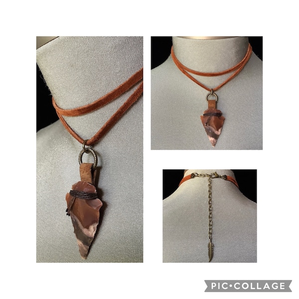 Stone Arrowhead Necklace Etsy