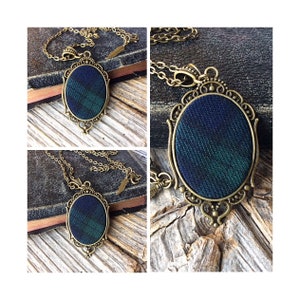 Black Watch tartan, tartan fabric pendant, Scottish tartan jewelry, Celtic tartan, family clan tartan, kilt plaid tartan, ancestral tartan