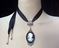 Black and white cameo, cameo choker, cameo pendant, bridal cameo necklace, cameo jewelry, silhouette cameo, antique cameo, vintage choker