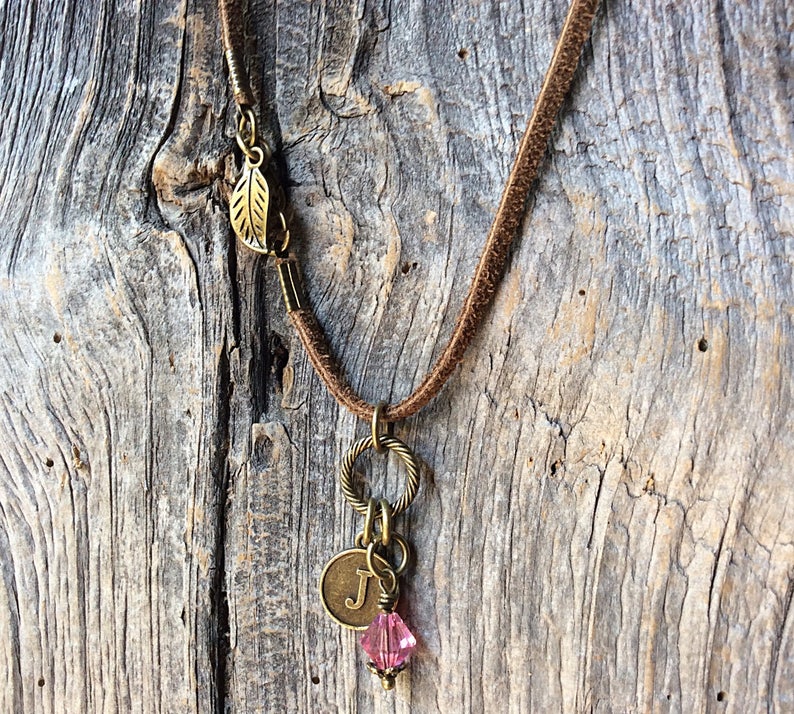 October birthstone necklace, birthstone jewelry, October birthday, pink tourmaline necklace, Libra jewelry, personalized initial jewelry imagem 4