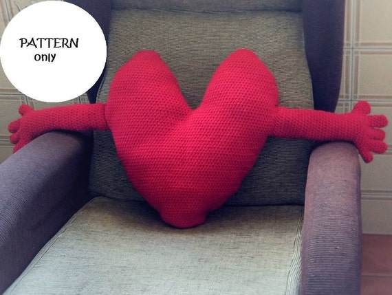 Crochet Pattern Of Heart Cushion With Arms In Spanish And Etsy