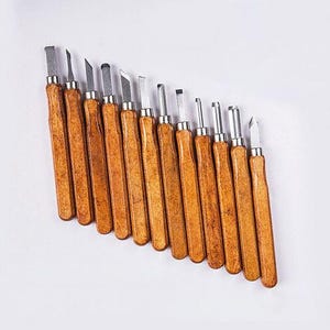 12PCS Wood Carving Tools Set – Carbon Steel Chisels & Knives for Beginners DIY Crafts
