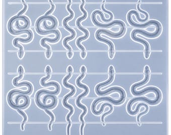 Molde de resina de silicona para pendientes de serpiente, para hacer joyas, molde de fundición de epoxi para pendientes colgantes de serpiente, 6 pares de formas colgantes.