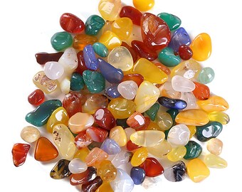 1 kg de chips de cristal de ágata mixtos de 7-9 mm, mini piedras preciosas pulidas naturales a granel