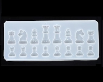 Molde de silicona para pieza de ajedrez para fundición de resina/molde para hacer joyas colgantes/herramienta artesanal transparente y duradera de 20 x 8 cm