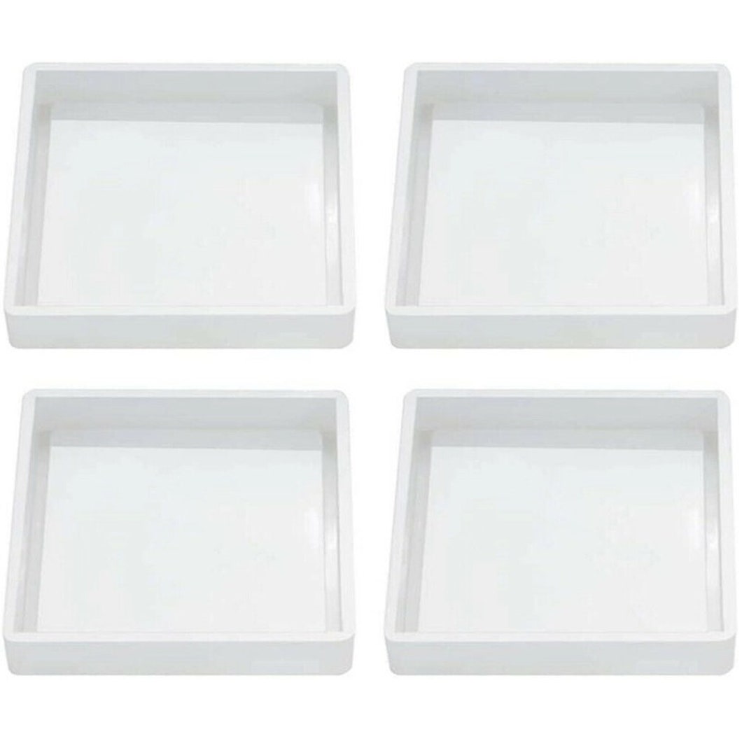 4pcs 10cm X 10cm Square Resin Casting Moulds Silicone Makes Drink Mats