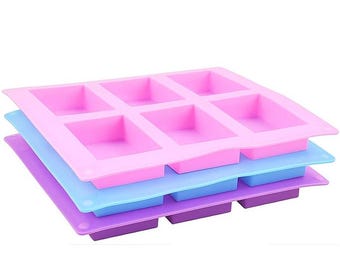 3 moldes rectangulares de silicona para jabón, 6 cavidades, bandeja flexible antiadherente para jabón artesanal, reutilizables, sin BPA, AU