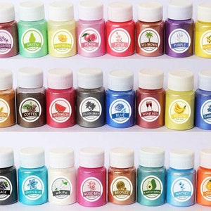 24pcs Set Pigment Powder Multiple Colours Epoxy  Resin Dye Pearl Soap Bathbomb Slime Lipstick Candle Soap Dye Home Crafts Powders 10g Bottle