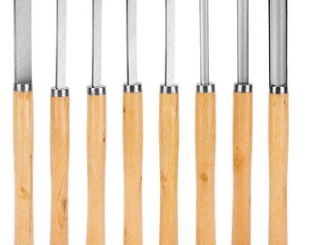 Juego de 8 cinceles para torno de madera HSS de alta resistencia, herramientas de torneado de madera, kit de tallado de gubia y sesgo