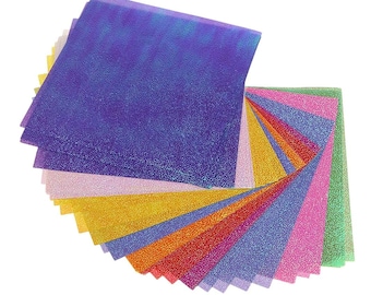 100pcs 15x15cm Glitter Origami Paper Squares – Colored Folding Paper for Crafts, DIY Scrapbooking & Card Making