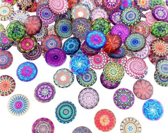200pcs Mixed Colour Glass Mosaic Tiles 14mm – Half Round Cabochons for DIY Jewelry, Jewellery, Crafts, Earrings & Decorations