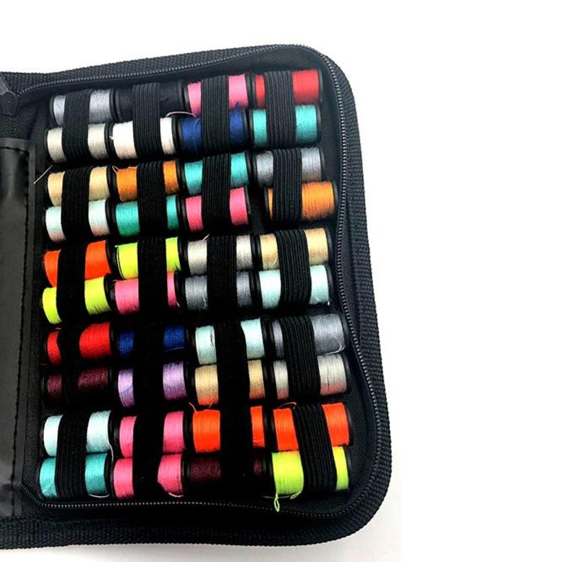 Kit de costura portátil para el hogar, viajes, emergencias, profesional, para principiantes, con estuche, agujas, hilo y tijeras. imagen 7