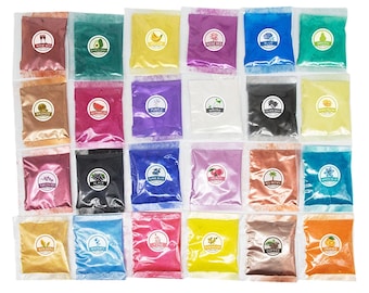 Polvo de mica natural de 24 colores (5 g): pigmentos para manualidades DIY, resinas, velas, jabones, slime y más.
