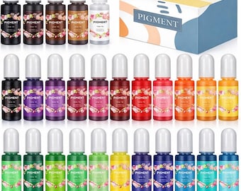 24 unidades de tintes de resina epoxi UV de colores para manualidades, pigmentos colorantes, frascos de 10 ml, tintes para uñas y joyería, colores surtidos.