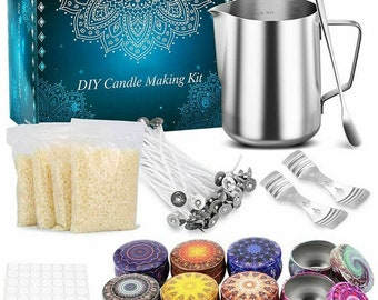 Candle Making Kit: DIY, Natural Beeswax, Perfect Gift, Easy to Use. Includes Soy Wax, Furnace, Tins, Clips, Wicks, Manual