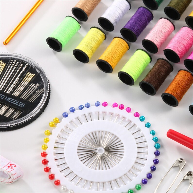 Kit de costura portátil para el hogar, viajes, emergencias, profesional, para principiantes, con estuche, agujas, hilo y tijeras. imagen 3