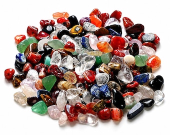 500 g de fragmentos de piedras preciosas pulidas mixtas, piezas de cuarzo cristalino natural, piedras coloridas de 7-9 mm para joyería, decoración y manualidades.