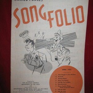 Armed Forces Song Folio, April 1953, military songbook