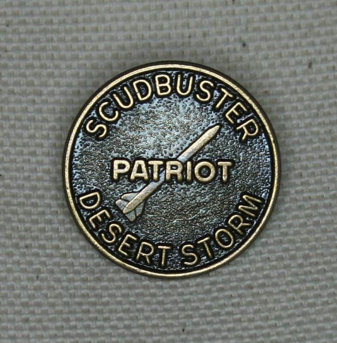 Rare Patriot Missile "Scudbuster" pin from Operation Desert Storm, Iraq war era