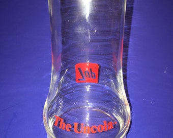 Vintage 7UP Upside Down Cola Glass, Un-Cola, Clear, Advertising