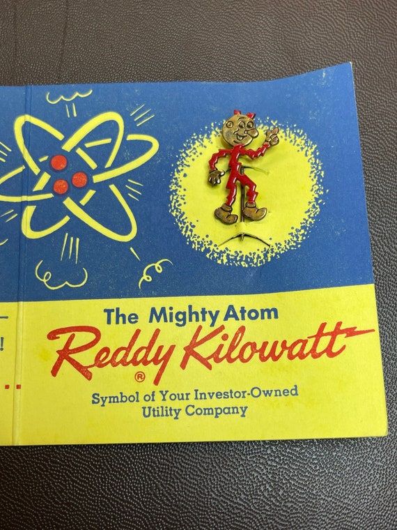 Vintage Reddy Kilowatt Pin on Folded Card “your Favorite Pin-up